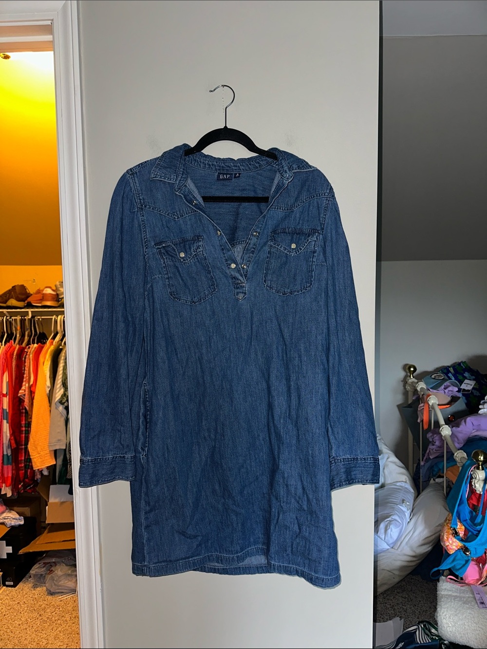 GAP medium tall blue jean long sleeve dress